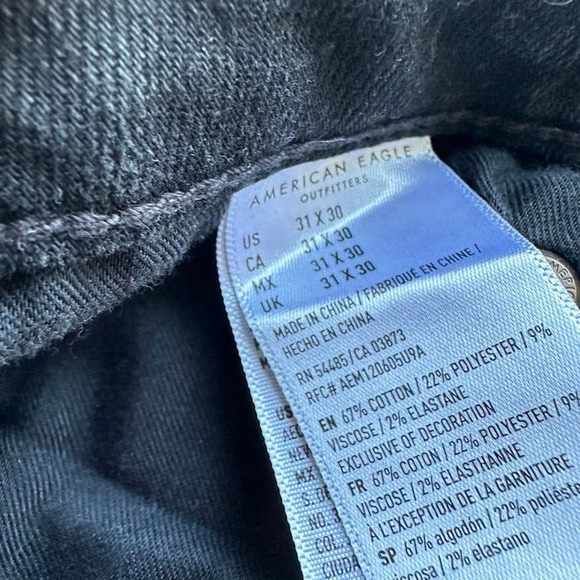 American Eagle Mens Jeans Black 31x30 Original Straight Denim Stretch Cotton - Picture 7 of 7